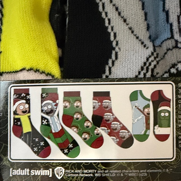 Rick & Morty Christmas Socks 6 Pack, Men's Shoe Size 6-12 Cartoon Network NEW - Picture 3 of 4